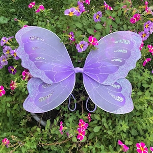 Handmade Purple Fairy Wings Newborn Baby Girl Photo Prop Infant Toddler Children Kids Teen Cosplay Outfit Lavender First Birthday Gift Ideas