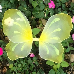Yellow Butterfly Wings Handmade Fairy Costume Tinkerbell Pixie Newborn Baby Girl Toddler Kids Fairy Wings 1st Birthday Photo Prop Outfit Set