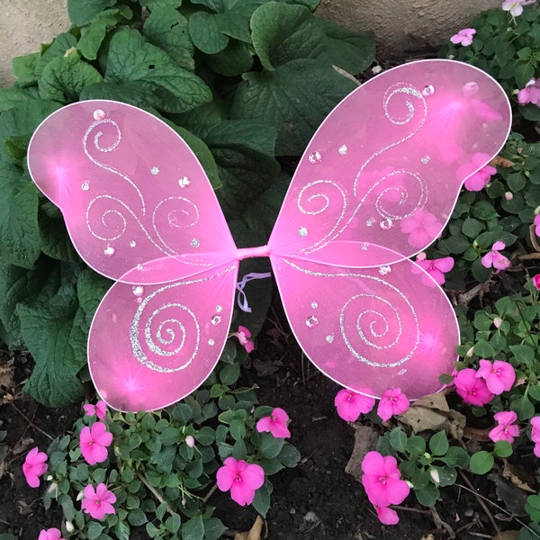 Pink Butterfly Fairy Wings Handmade Costume Baby Girl Toddler Kids Children Girls Dress-up Fairytale Princess Outfit Birthday Gift Ideas