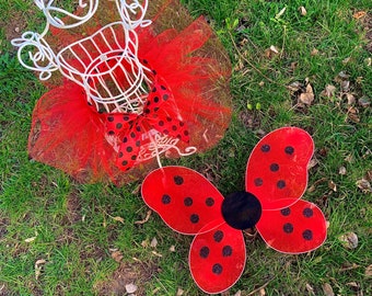 Ladybug Tutu Outfit Red Lady Bug Wings Handmade Costume Infant Toddler Little Girls First Birthday Party Photo Props Baby Shower Gift Ideas