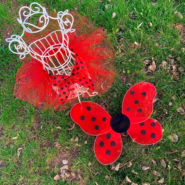 Ladybug Tutu Outfit Red Lady Bug Wings Handmade Costume Infant Toddler Little Girls First Birthday Party Photo Props Baby Shower Gift Ideas