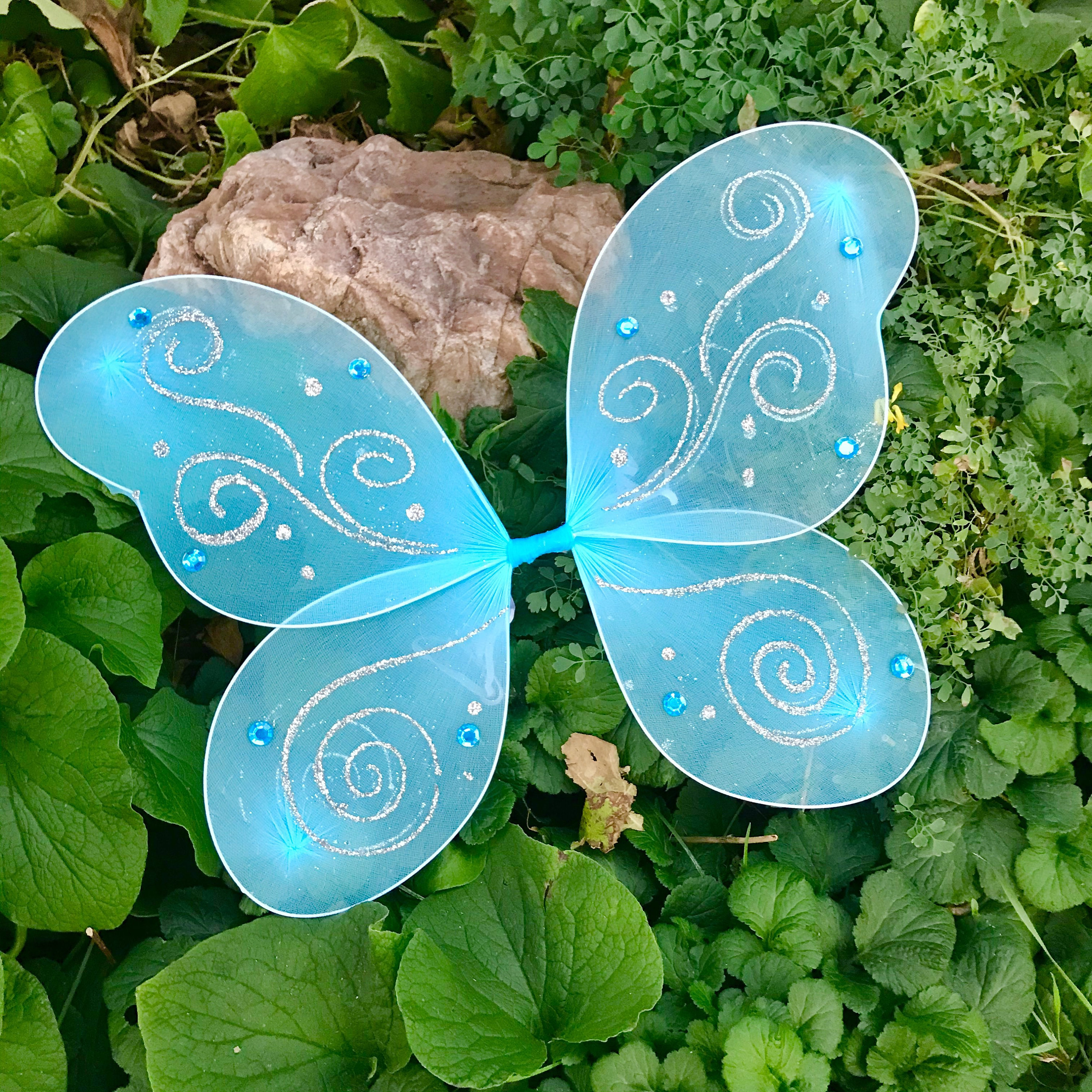 Blue Butterfly Fairy Wings Handmade Pixie Costume Baby Girl Toddler Children Kids Halloween Outfit 1st First Birthday Party Photo Props Idea