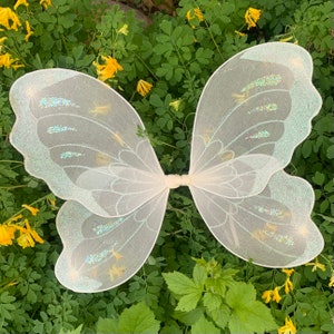 Ivory Fairy Wings Photo Props Handmade Costume Newborn Baby Toddler Girls First Birthday Small Large Tinkerbell Forest Pixie Outfit
