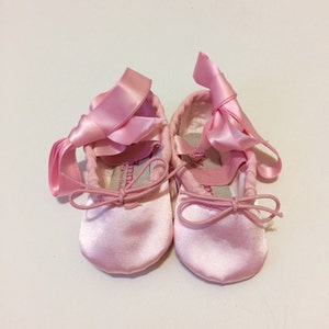 Pink Ballet Shoes Satin Ballerina Slippers Infant Toddler Girl First Birthday Outfit Baby Shower Gift Set Kids Halloween Costume Accessories