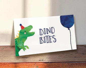 Dinosaur Food Tents | Dinosaur Party | Dinosaur Birthday | Editable Food Tents | INSTANT DOWNLOAD | DINOB