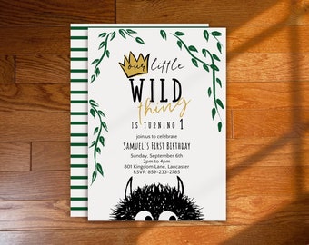 Wild ONE Invitation Template | Printable First Birthday Invitation | Instant Download | Editable PDF | Wild One Birthday Party | WT