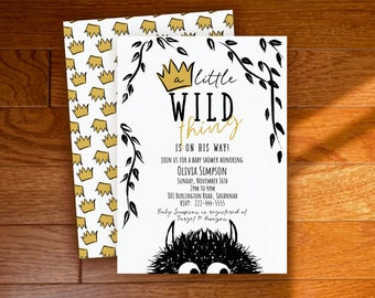 Wild Thing Baby Shower Invitation | A Wild Thing is on the Way | Corjl.com | Printable Wild Thing Baby Shower Invite | WTB