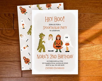 Hey Boo Spooktacular Party Invitation | Halloween Birthday Invitation | Kids Costume Party | Spooky Celebration | Digital Template Corjl HBT