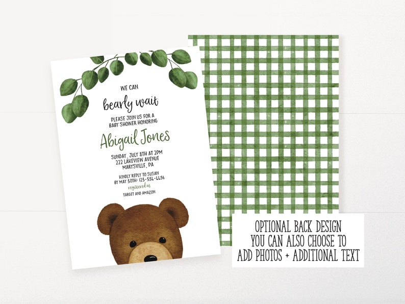We Can Bearly Wait Baby Shower Invitation Teddy Bear Baby Etsy