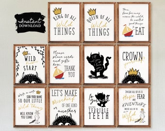 Where The Wild Things Are | Printable Sign | Printable Diy | Instant Download | Multiple Sizes | Printable Party Decor | WT