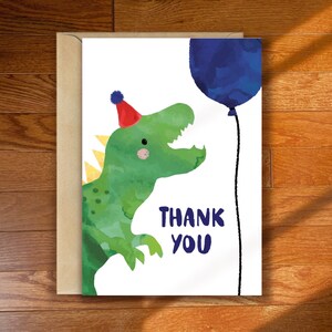Dinosaur Thank You Card Template| Dino Birthday, Tyrannosaurus Rex, T-Rex | Editable Thank You Card | INSTANT DOWNLOAD | DINOB
