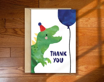 Dinosaur Thank You Card Template| Dino Birthday, Tyrannosaurus Rex, T-Rex | Editable Thank You Card | INSTANT DOWNLOAD | DINOB