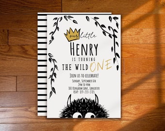 Plantilla de invitación Wild ONE / Invitación de primer cumpleaños imprimible / Descarga instantánea / PDF editable / Fiesta de cumpleaños Wild One / WT