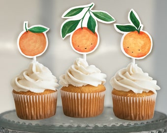 Little Cutie Cupcake Toppers | Citrus Clementine Party (Printable Instant Download)