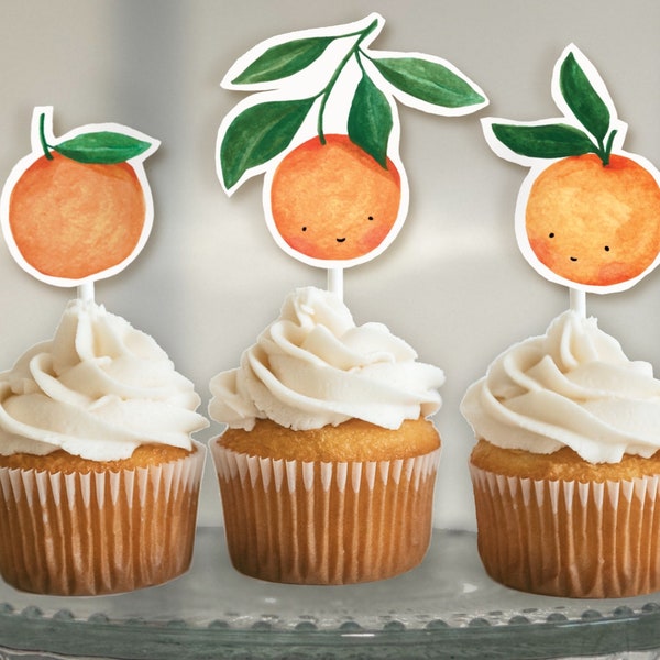 Little Cutie Cupcake Toppers | Printable Instant Download | Little Cutie Baby Shower or Birthday | Citrus Party Theme | Clementine