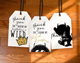 Etiquetas de agradecimento Wild One | Etiquetas para presente de festa de aniversário | Aniversário Wild Things | Aniversário Wild One | Download instantâneo | Etiquetas para impressão | WT