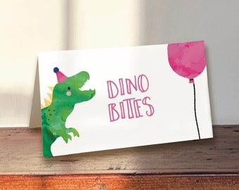 Dinosaur Food Tents | Dinosaur Party | Dinosaur Birthday | Editable Food Tents | INSTANT DOWNLOAD | DINOG