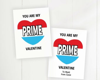 You Are My PRIME Valentine, Printable Valentine's Day Tag, PRIME Valentine's Day Cards, Valentines Tag Gift Label, Editable Instant Download