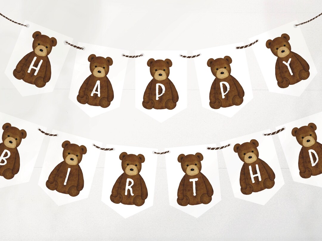 Teddy Bear Picnic Birthday Party Banner | Beary First Birthday | Party ...