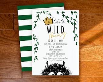 Wild Thing Baby Shower Invitation | A Wild Thing is on the Way | Green Vines Printable Wild Thing Baby Shower Invite | WTB