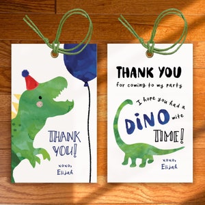 Dinosaur Boy Birthday | Dinosaur Favor Tag | T-Rex Thank You Tag | Blue Dinosaur Party | Dinosaur Birthday | Instant Download | DINOB