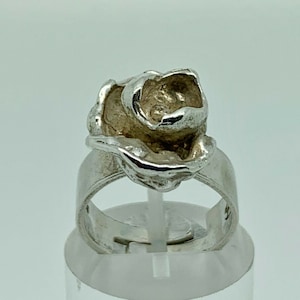Vintage 1971 SSA avebe Swedish Sterling Silver Modernist Ring Adjustable UK Size N - US Size 6.5