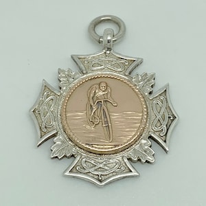 Antique 1936 English Sterling Silver & Gold SPCC Cycling Fancy Medal Watch Fob