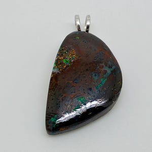 Sterling Silver 14.3ct Natural Australian Boulder Opal Opalton Pendant
