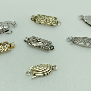 Lot of 7 Antique & Vintage Sterling Silver Clasps for Necklace