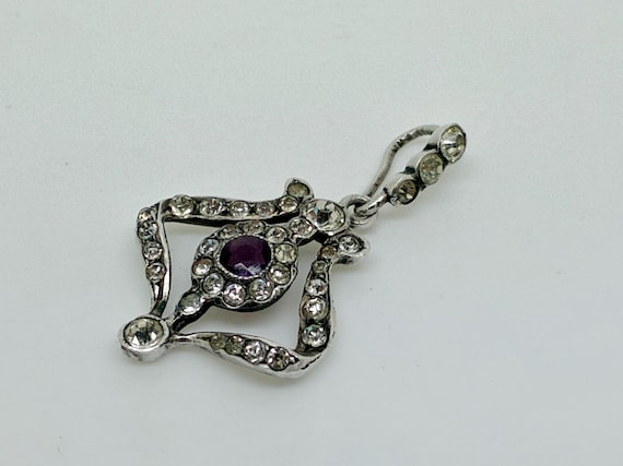 Antique Victorian Solid Silver Amethyst Clear Pas… - image 3