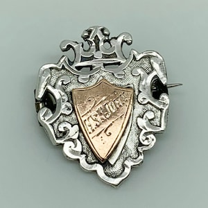 Antique Victorian 1899 Sterling Silver Gold HSt John LARC 1900 Medal Fob Brooch