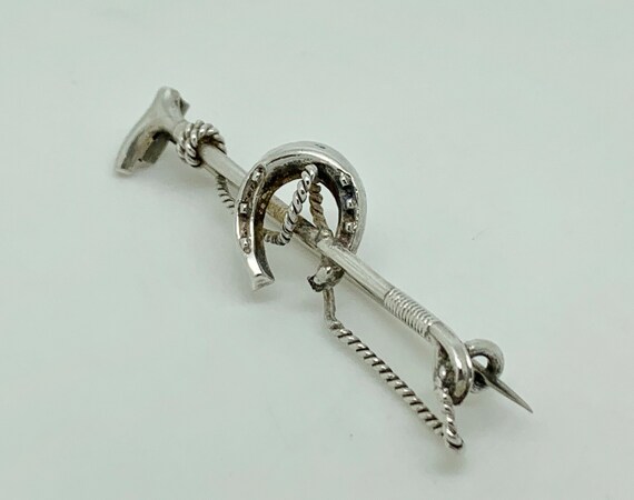 Antique Victorian Sterling Silver Horseshoe & Rid… - image 3