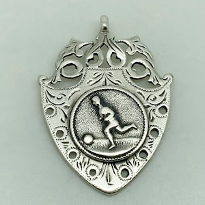 Antique Edwardian 1910 Sterling Silver Blank Unengraved Football Medal Watch Fob