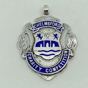 Antique 1922 Sterling Silver Enamel Chelmsford Charity Football Medal Watch Fob