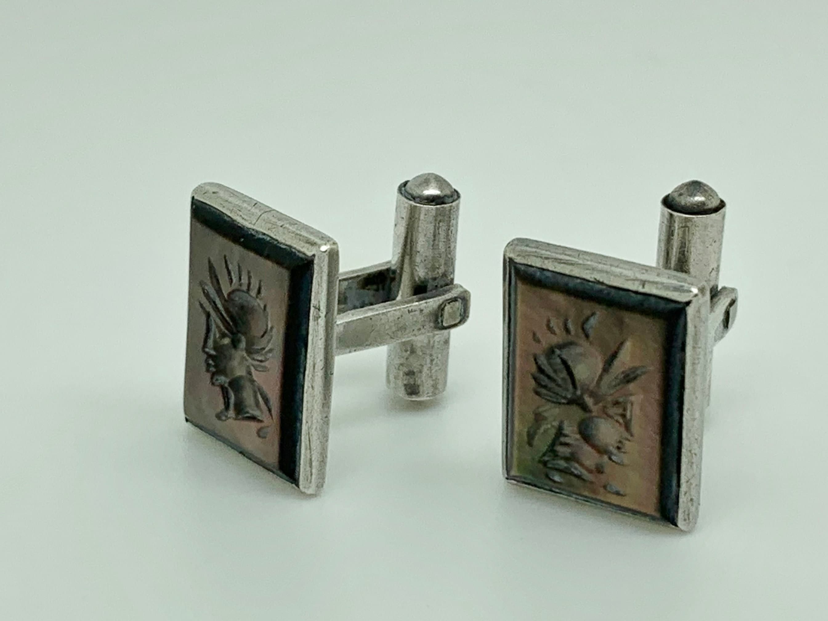Boutons De Manchette Homme Dorés 12 Carats - Soldat Romain Coquille Ormeau