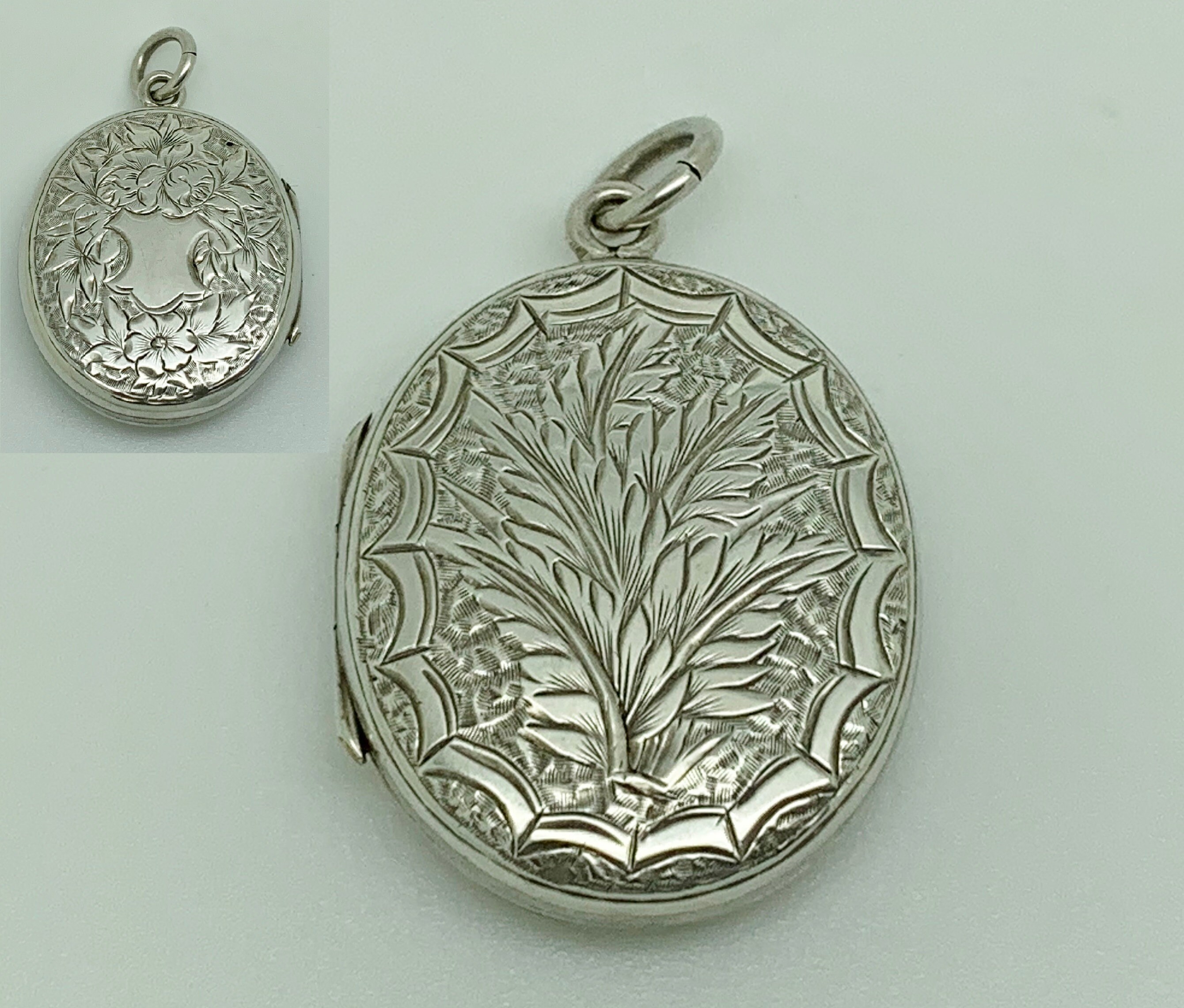 Antique Victorian Sterling Silver Back & Front Fern Aesthetic 
