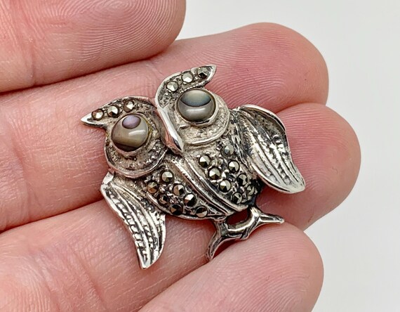 Broche Ancienne Art Déco En Argent Avec Coquillages Et Marcassite - 4 Poinçons - Très Bel état