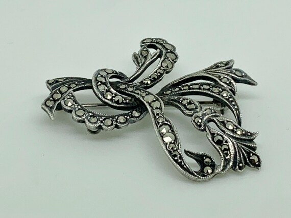 Vintage Art Deco Sterling Silver Marcasite Stylized Foliate Flower Spray Brooch Etsy UK
