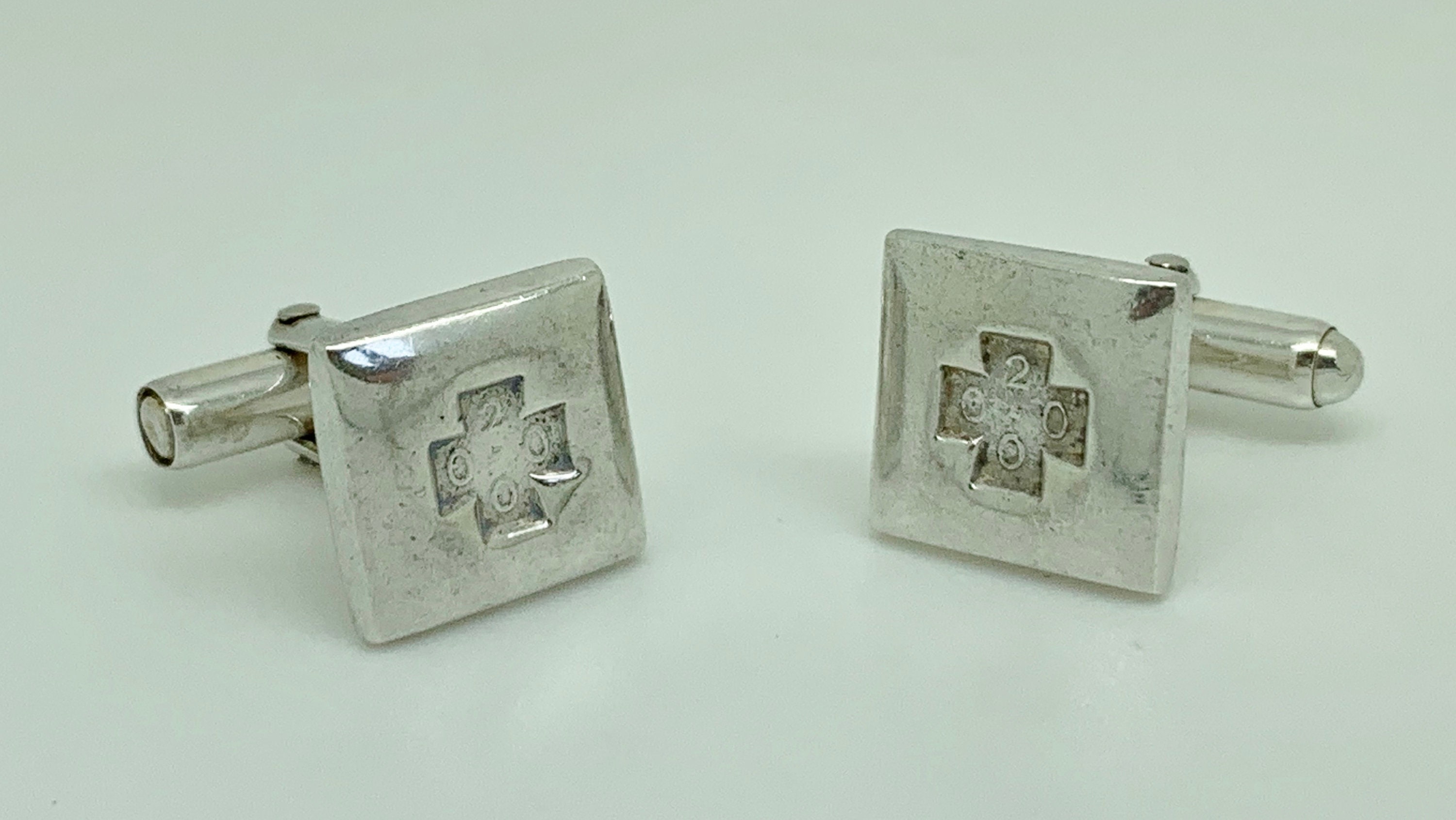 Kit Heath Sterling Silver 1999 2000 Millennium Feature Hallmark Square  Cufflinks