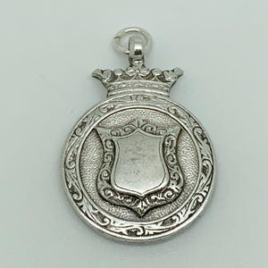 Vintage 1947-8 English Sterling Silver NDFL Winners Crowned Medal Watch Fob