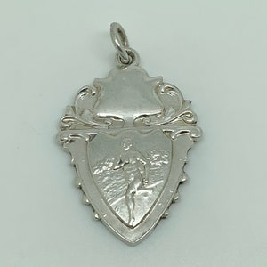 Antique 1930 Sterling Silver Running Athletics Pictorial Medal Watch Fob