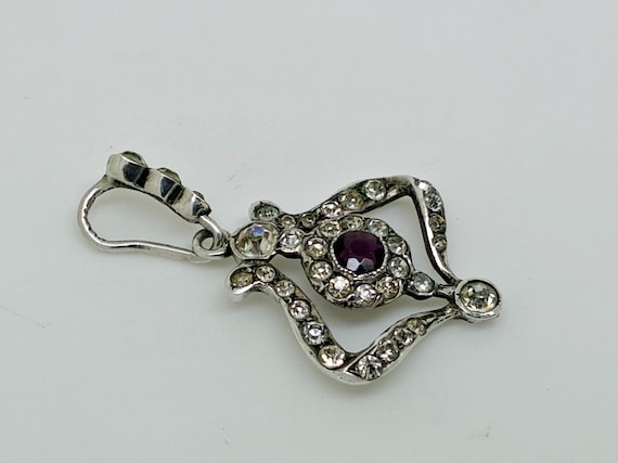 Antique Victorian Solid Silver Amethyst Clear Pas… - image 4