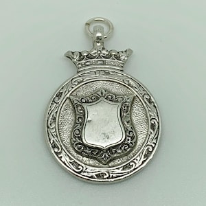 Vintage 1946-7 English Sterling Silver NDJFL Winners Crowned Medal Watch Fob