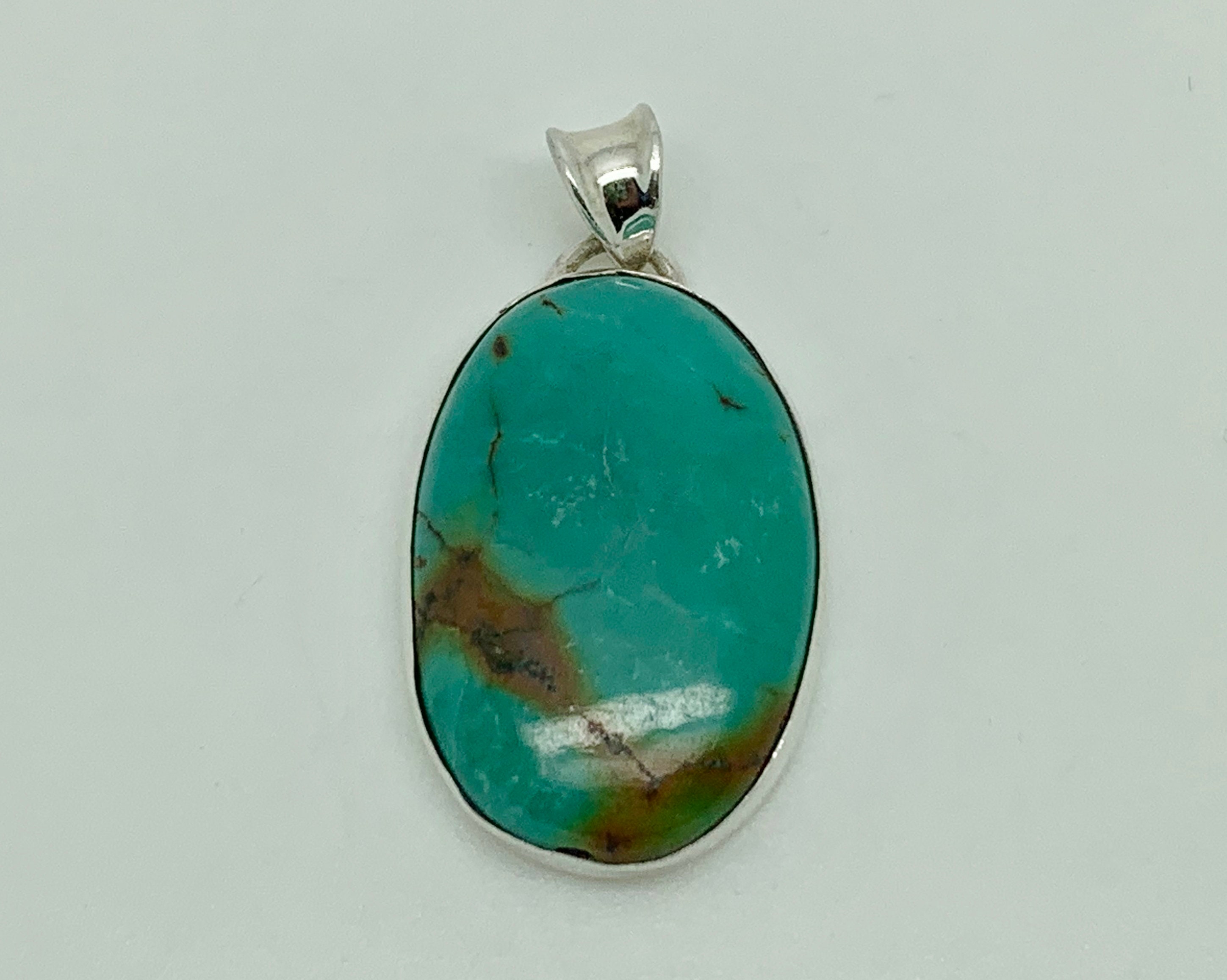 Vintage Studio Sterling Silver Natural Turquoise Cabochon Pendant