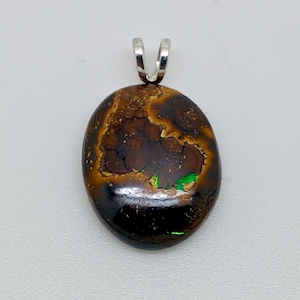 Sterling Silver 7.1ct Natural Australian Boulder Opal Opalton Pendant