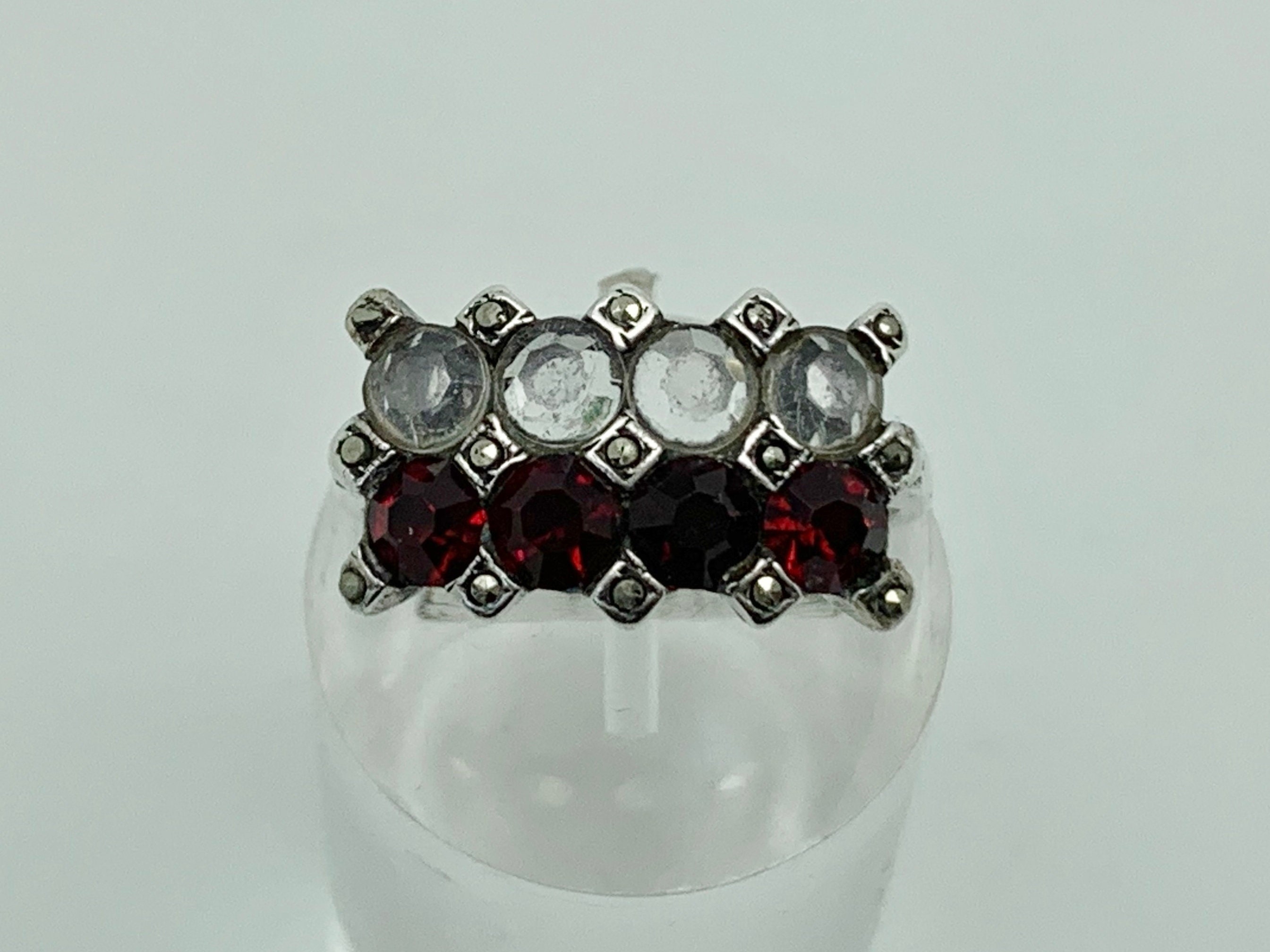 Bague Art Déco En Argent Avec Marcassite - Taille 53 (16,8 Mm), Antique Originale, Période 1915-1935