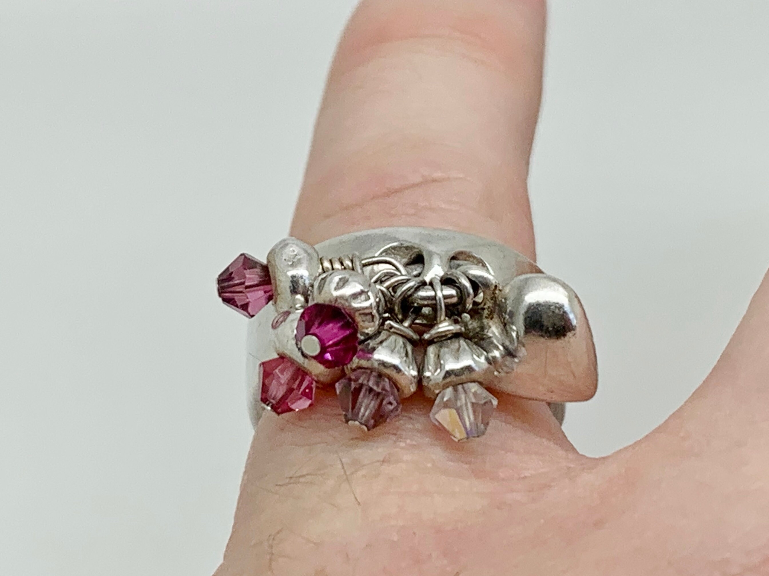 シルバー 彫刻模様 バンドリング シルバー925彫刻デザインリング ボーンクロス スタイル 約20mm