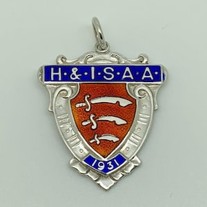 Antique Sterling Silver Enamel H&ISAA Essex Cost of Arms Shield Medal Watch Fob
