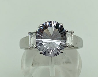 TGGC Modern Sterling Silver Blueberry Quartz & White Topaz Ring Size T 1/2 - US Size 10