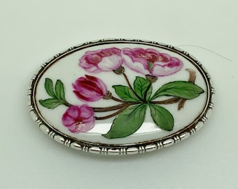 Broche Ancienne En Argent Massif 925 - Style Art Déco/Art Nouveau Fleuri - France